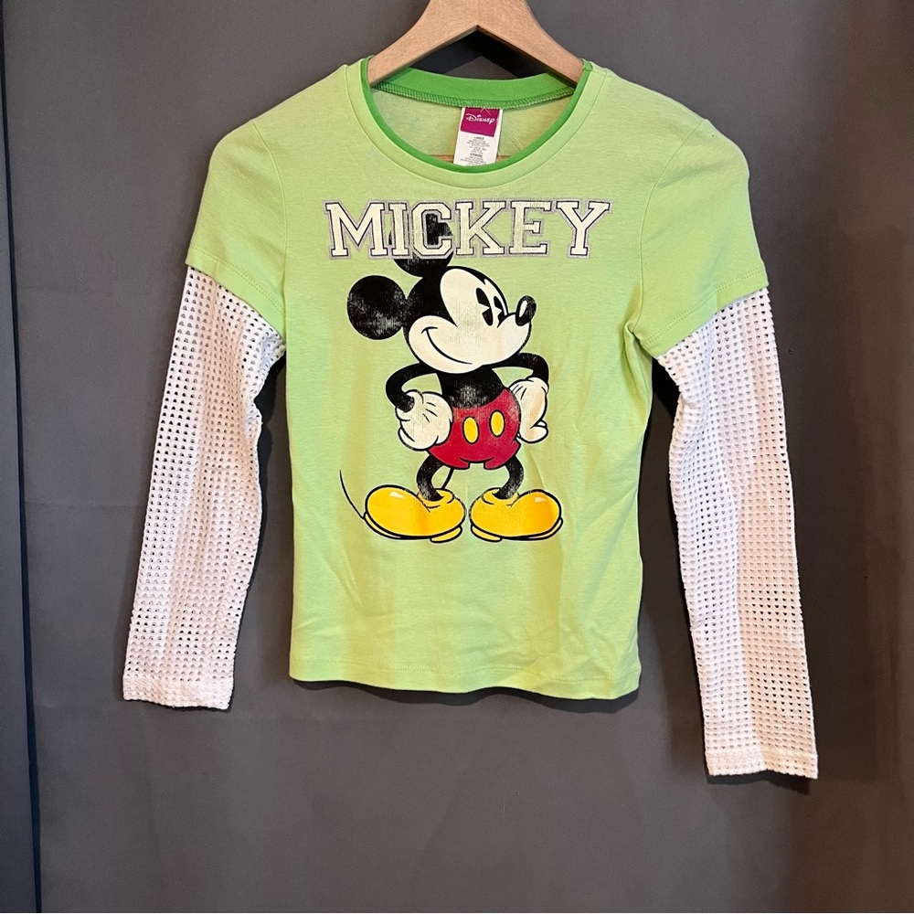 Mickey Mouse - Disney - Long Sleeve Shirt - Lime Green, White - NWT